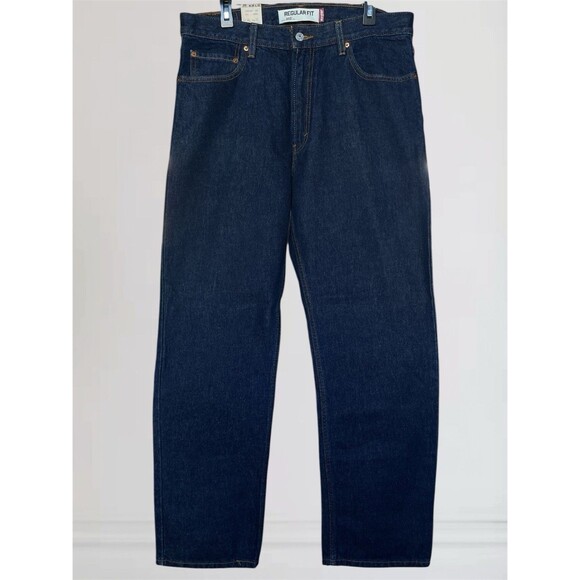 Vintage Y2K Levi’s 505 Regular Fit Straight Leg Men’s W36 L32 Dark Blue Jeans - Picture 2 of 15